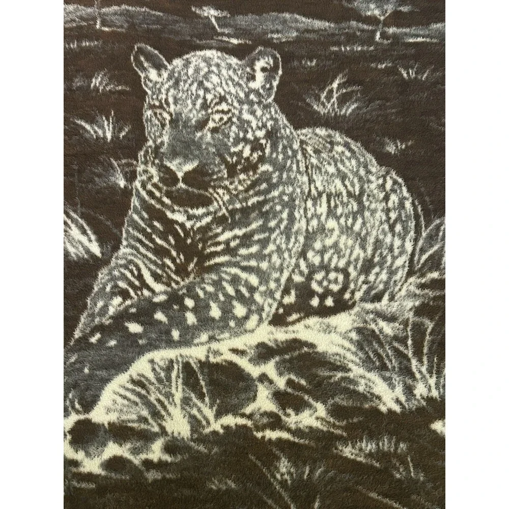 Vintage Ibena Relax Dolan Leopard Blanket Reversible Brown West Germany‎ Rare